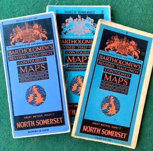 1940s, 50s Maps of North Somerset Sheet 7. Incl. Bristol, Cardiff, Devizes