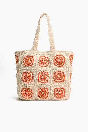 Orange Crochet Beach Tote